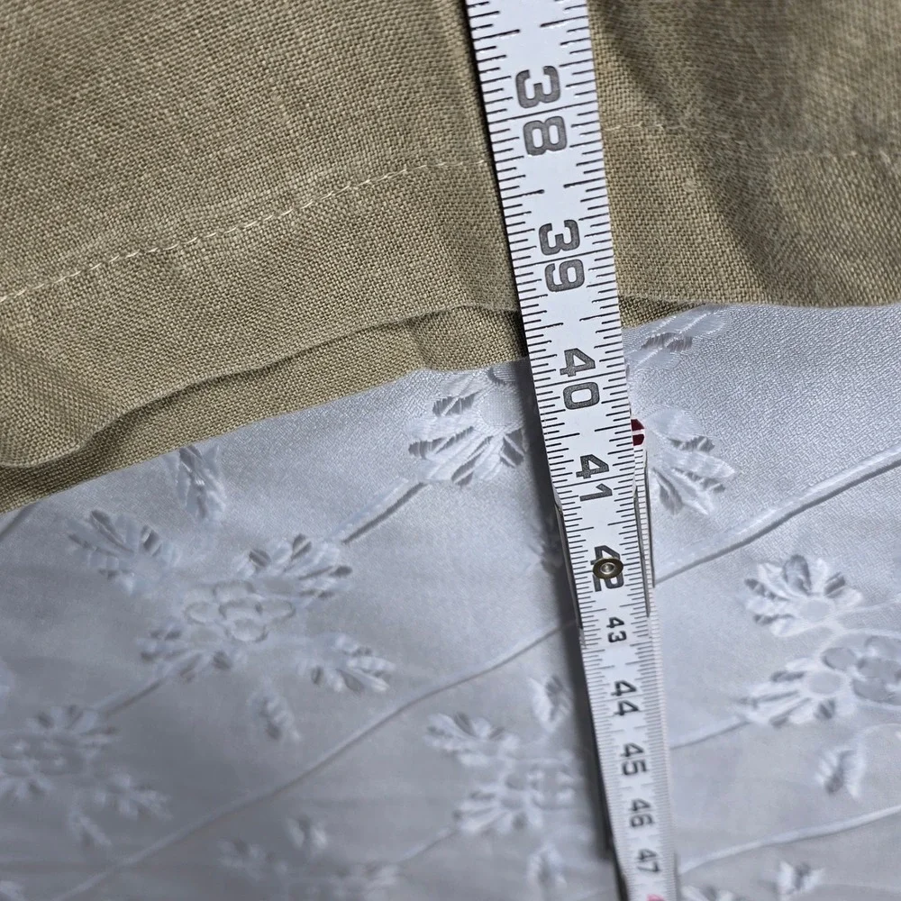 Caribbean Mens 100% Linen Pants Tan Khaki Elastic Drawstring Casual 40x32 (26.5)